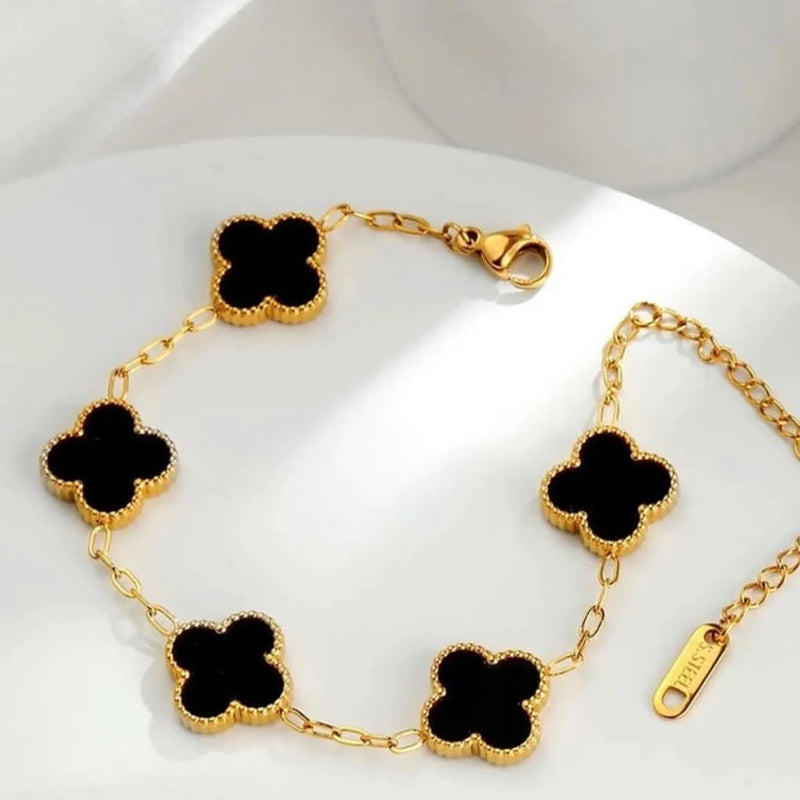 Four Leaf Clover Bracelet - Black