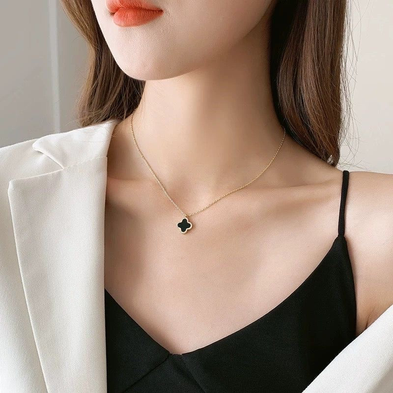 Two Sided Black And White Vancleef Pendant